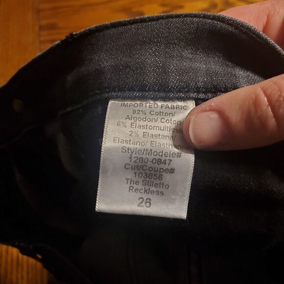 Current/Elliott the  stiletto reckless black  jeans sz 26 - Picture 2 of 5